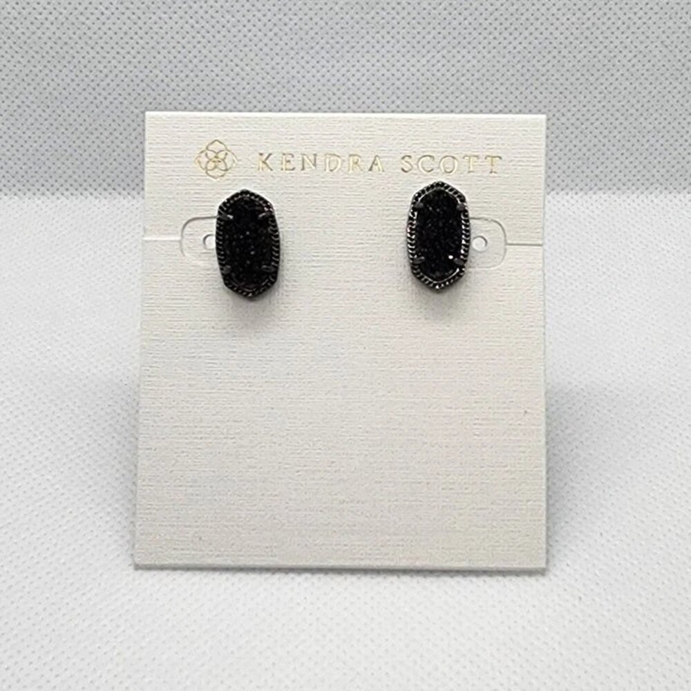 Kendra Scott Ellie Gunmetal Stud Earrings In Black Drusy
